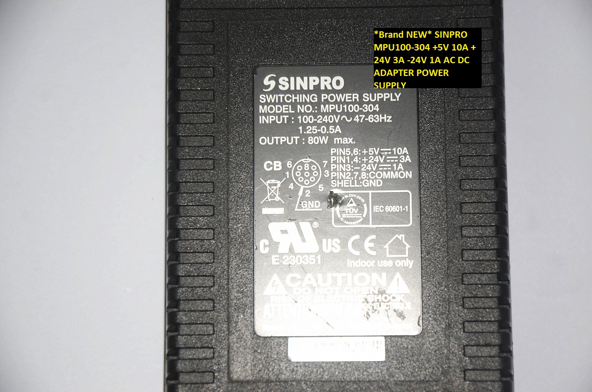 *Brand NEW* SINPRO +5V 10A MPU100-304 +24V 3A -24V 1A AC DC ADAPTER POWER SUPPLY